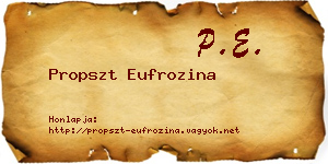 Propszt Eufrozina névjegykártya